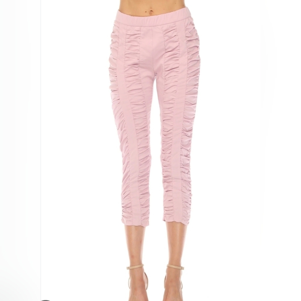 Carine Pink Ruched Cropped Leggings Stretchy Yoga Lounge Activewear Size 4